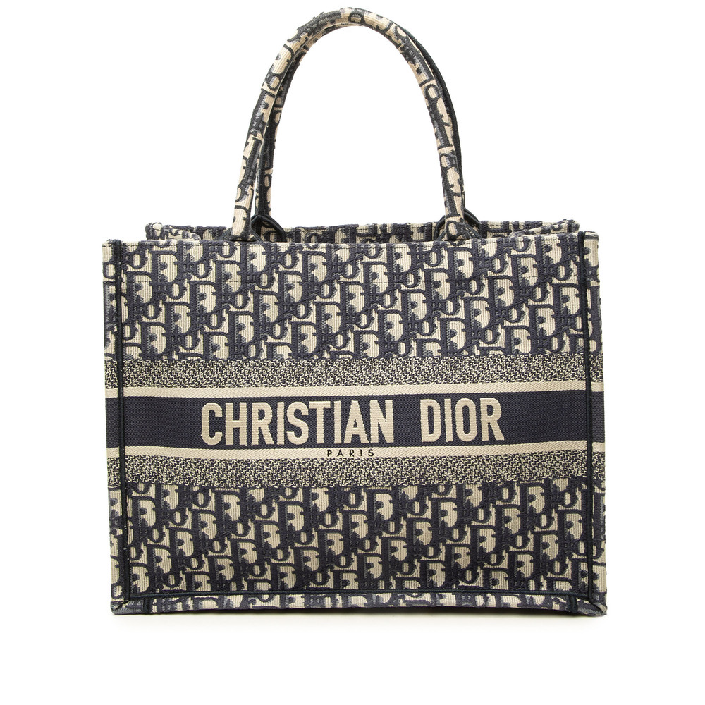 Pre-Loved Dior Medium Oblique Embroidered Canvas Book Tote